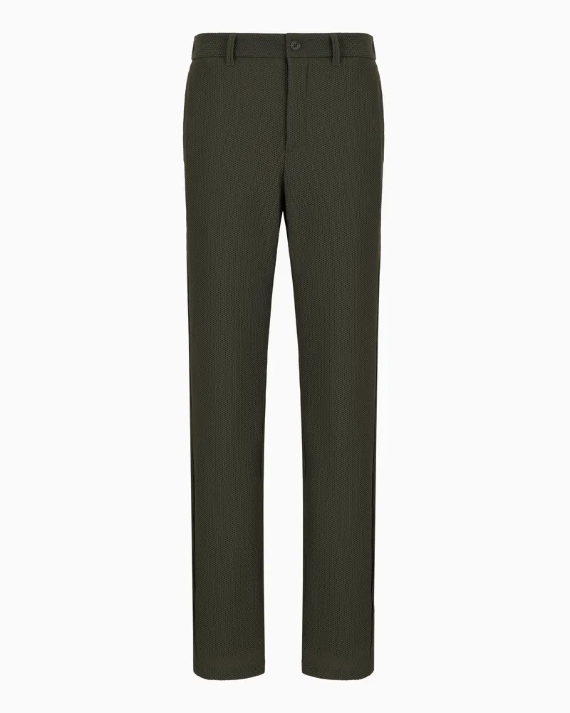 Giorgio Armani Flatfront-Hose aus geprägtem Funktionsstoff Grün