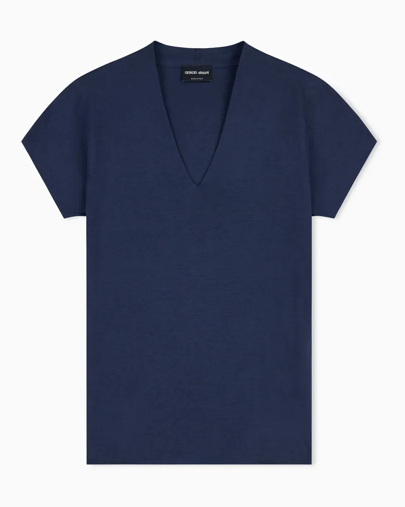 Giorgio Armani Top mit V-Ausschnitt Marineblau
