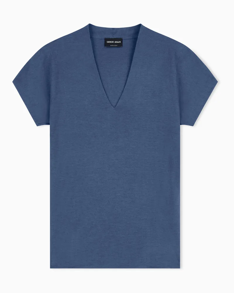Giorgio Armani Top mit V-Ausschnitt Marineblau