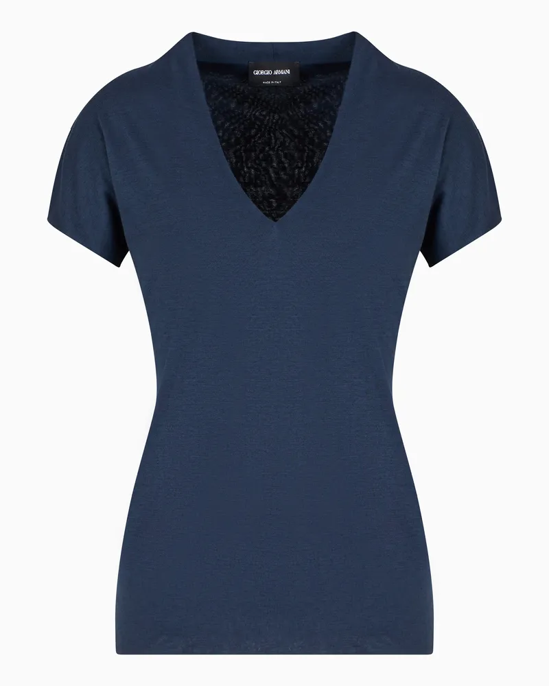 Giorgio Armani Top mit V-Ausschnitt Marineblau