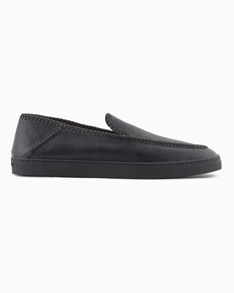 Giorgio Armani Galleria 3 Slip-On aus Hirschleder mit Fädel-Details Schwarz