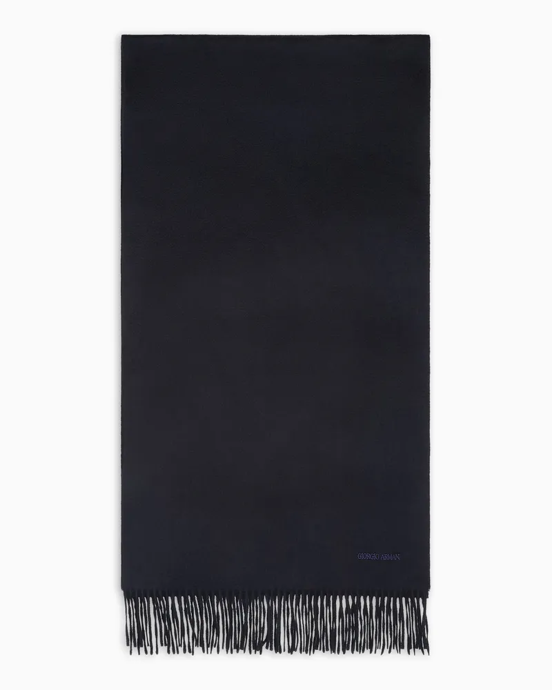 Giorgio Armani Stola aus Kaschmir mit Fransen Blau