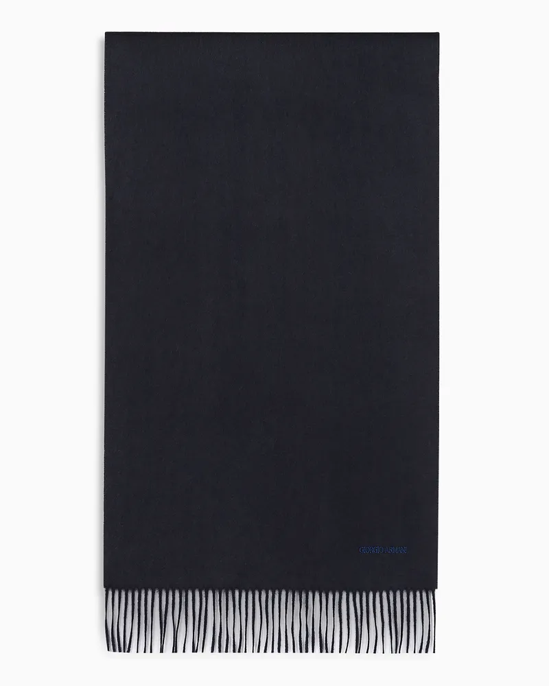 Giorgio Armani Stola aus Kaschmir mit Fransen Blau
