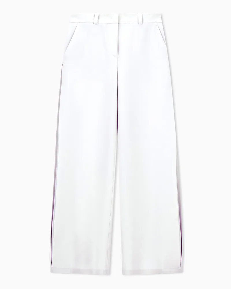 Giorgio Armani Weite Hose aus Seidencady mit verdeckter Seitenfalte Weiß