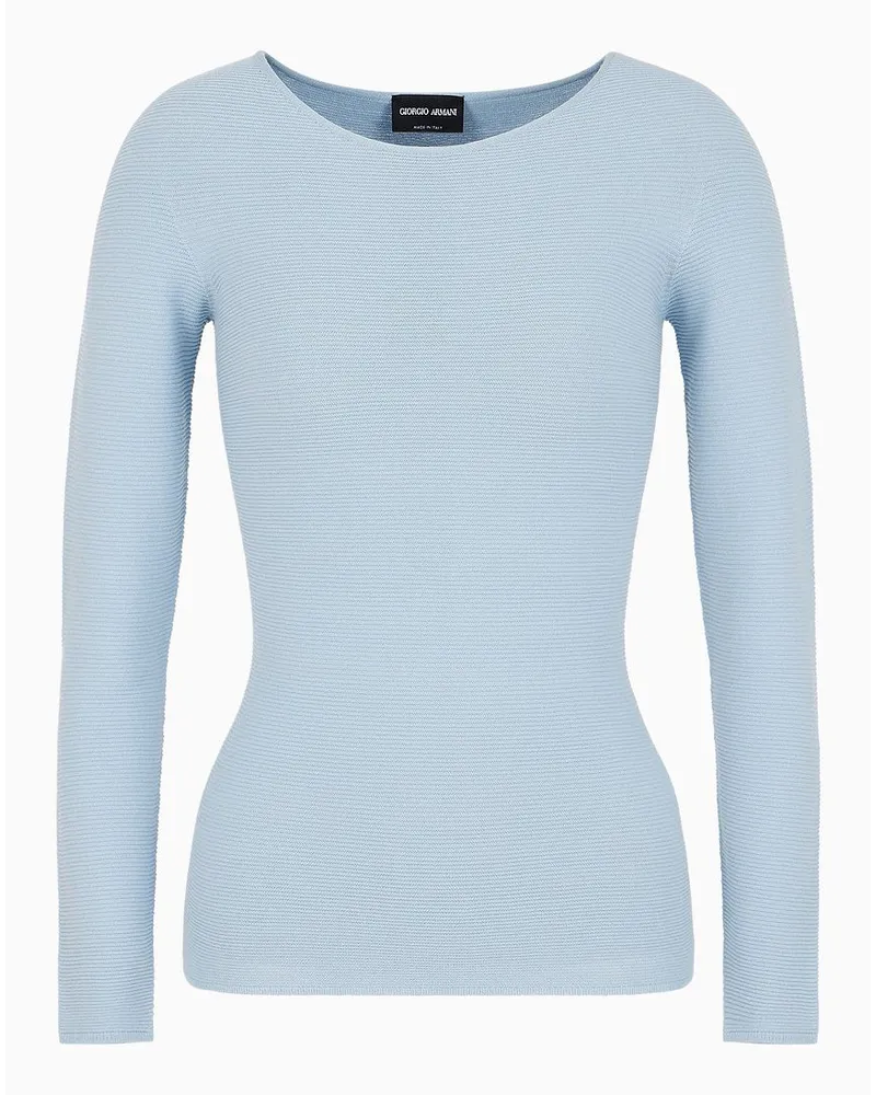 Giorgio Armani Pullover mit Langen Ärmeln Aus Viskose In Links-verarbeitung Azurblau