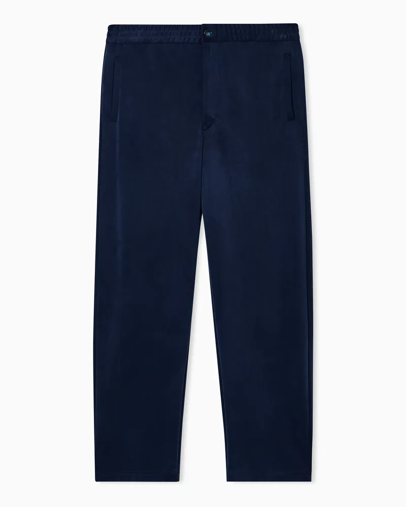 Giorgio Armani Flatfront-Hose aus Cupro-Mischgewebe Marineblau