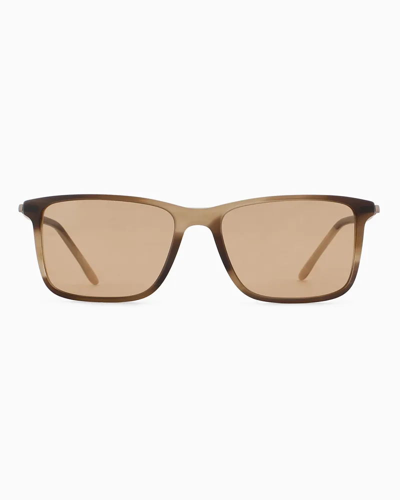 Giorgio Armani Sonnenbrille für Herren Asian Fit mit rechteckiger Fassung Braun