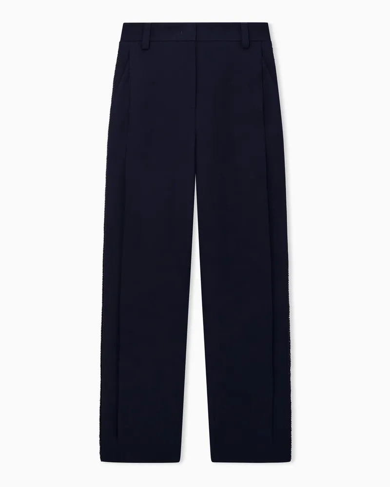 Giorgio Armani Bestickte Satinhose regularer Schnitt aus Seide mit Glasperlen Gemustert