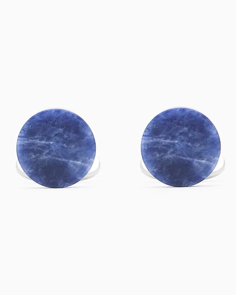Giorgio Armani Marble cufflinks with silver details Marineblau