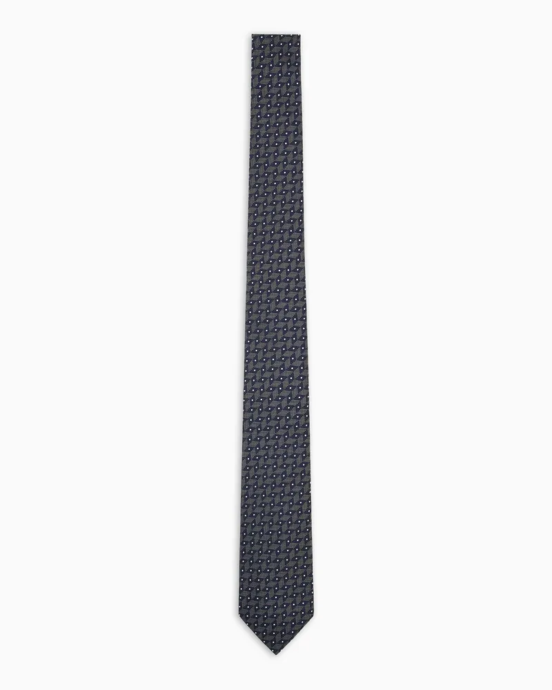 Giorgio Armani Krawatte aus Seiden-Jacquard mit Fischgratmuster Blau