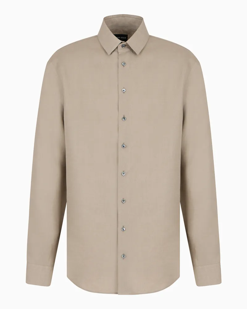 Giorgio Armani Regular Fit Hemd aus Leinen Beige