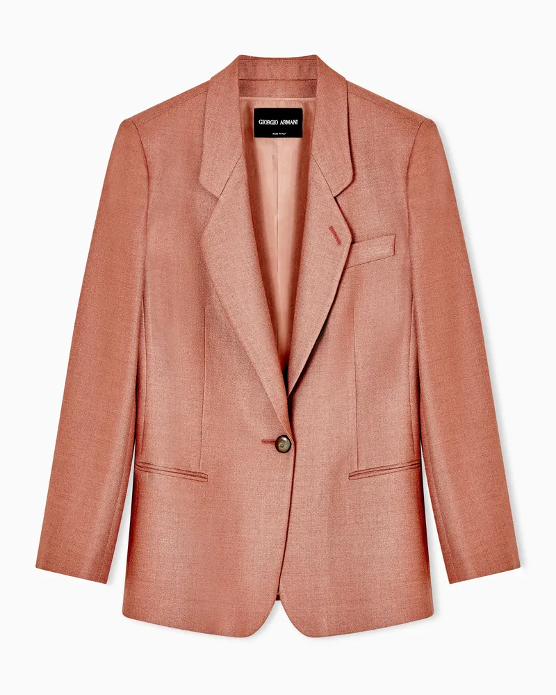 Giorgio Armani Einreihiges Sakko aus Seide und Wolle Orange
