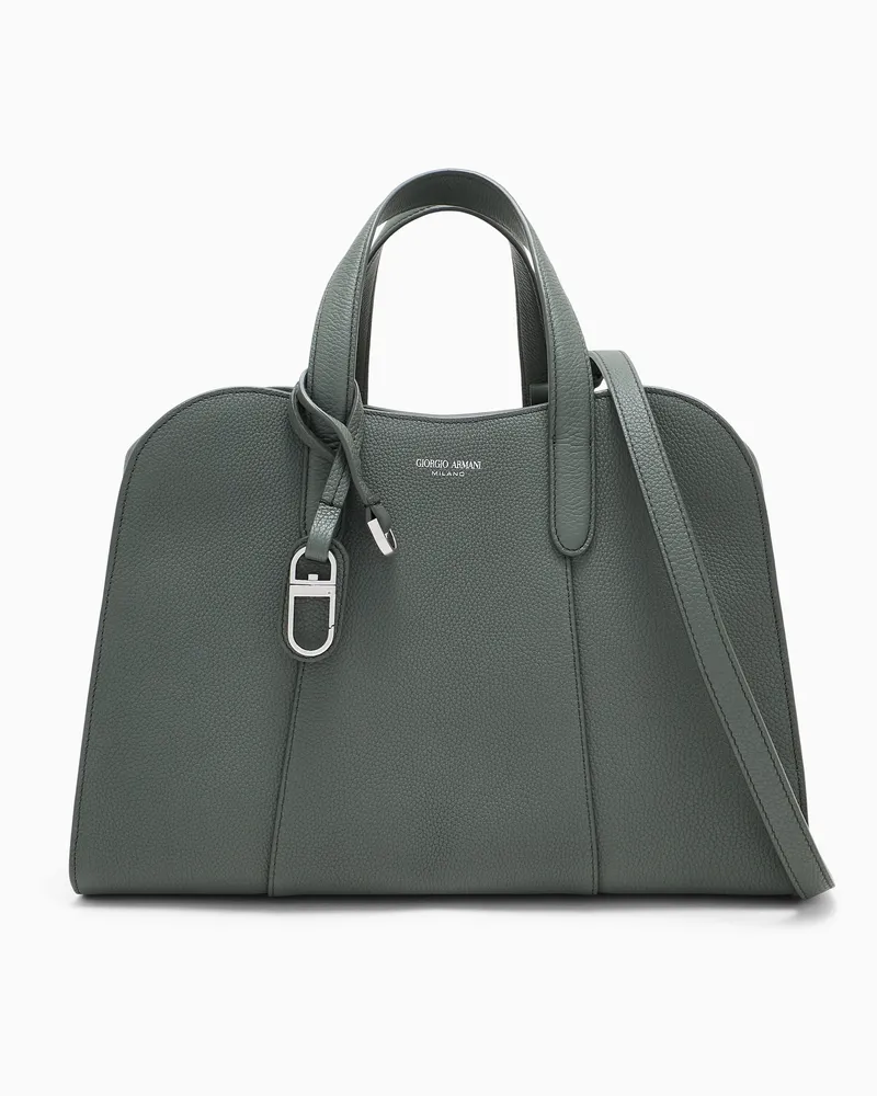 Giorgio Armani Handtasche aus genarbtem Leder mit Schulterriemen Grün