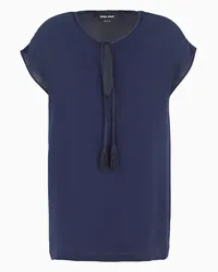 Giorgio Armani Bluse Aus Doppeltem Seiden-georgette Blau