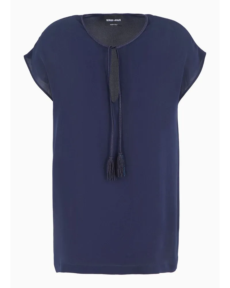 Giorgio Armani Bluse Aus Doppeltem Seiden-georgette Blau