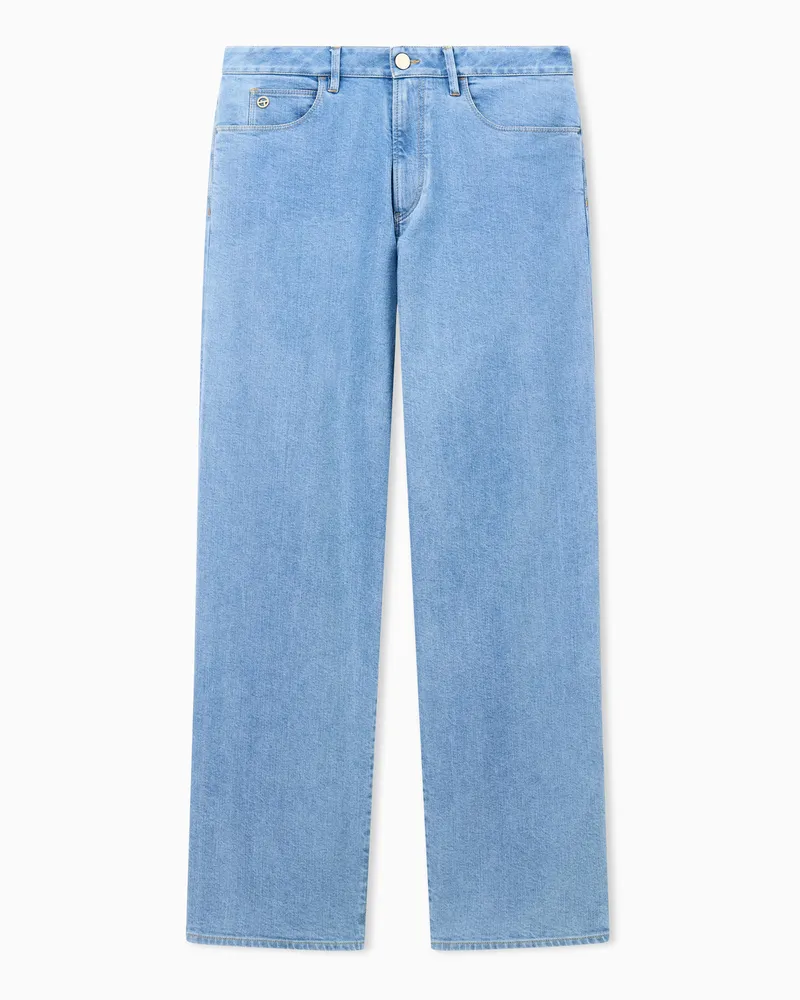 Giorgio Armani ASV 5-Pocket-Hose aus Baumwolle und Modal Blau