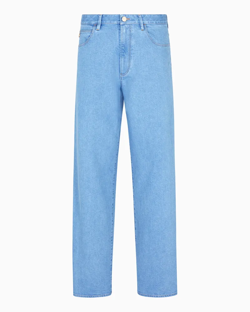 Giorgio Armani ASV 5-Pocket-Hose aus Baumwolle und Modal Blau