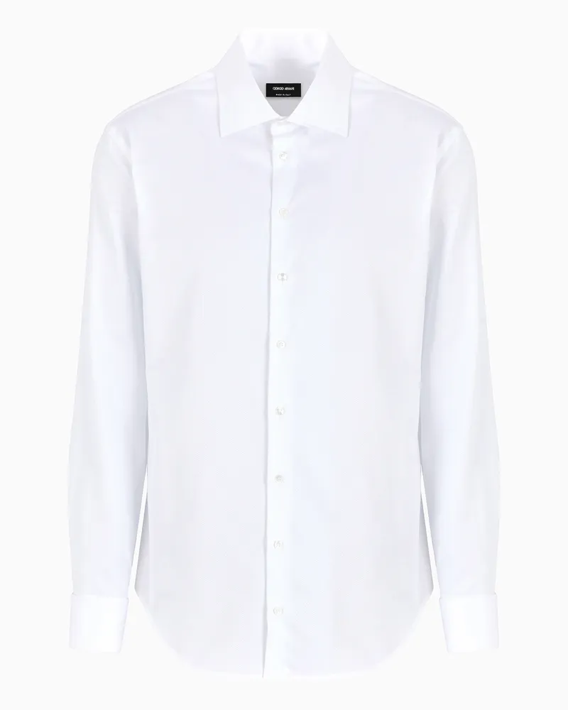 Giorgio Armani Hemd in Regular Fit aus Baumwolle in Mikrostruktur Weiß