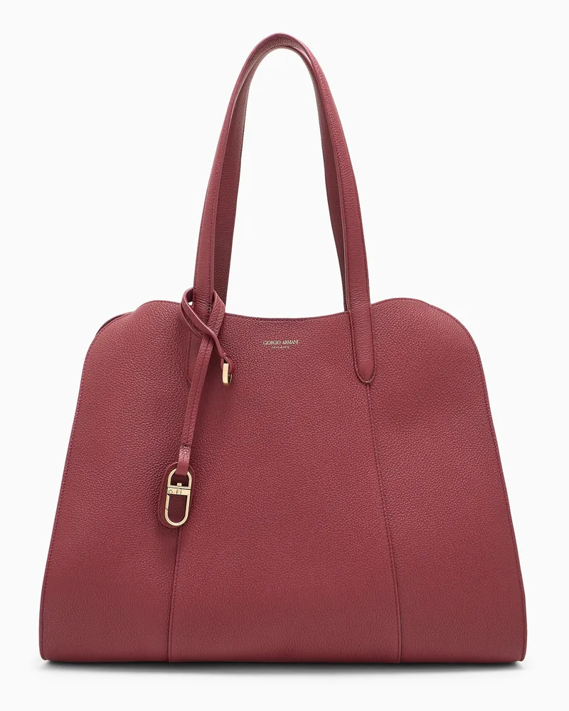 Giorgio Armani Handtasche aus genarbtem Leder mit goldfarbener Schnalle Burgunderrot