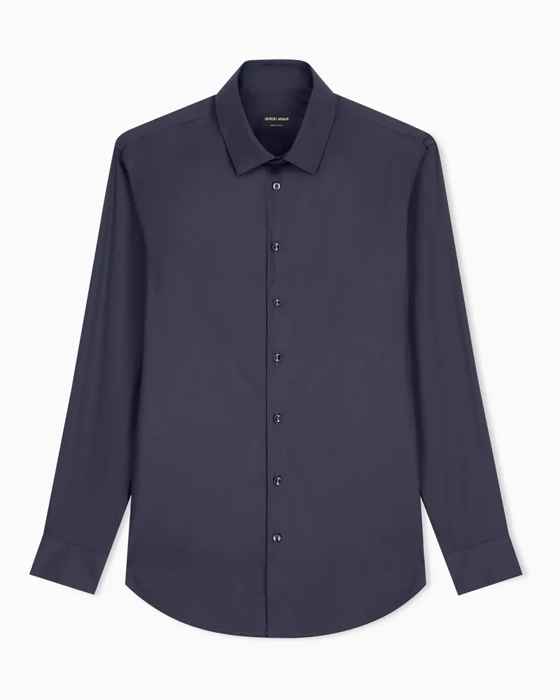 Giorgio Armani Stretchhemd mit Kragen mit Stäbchen Marineblau