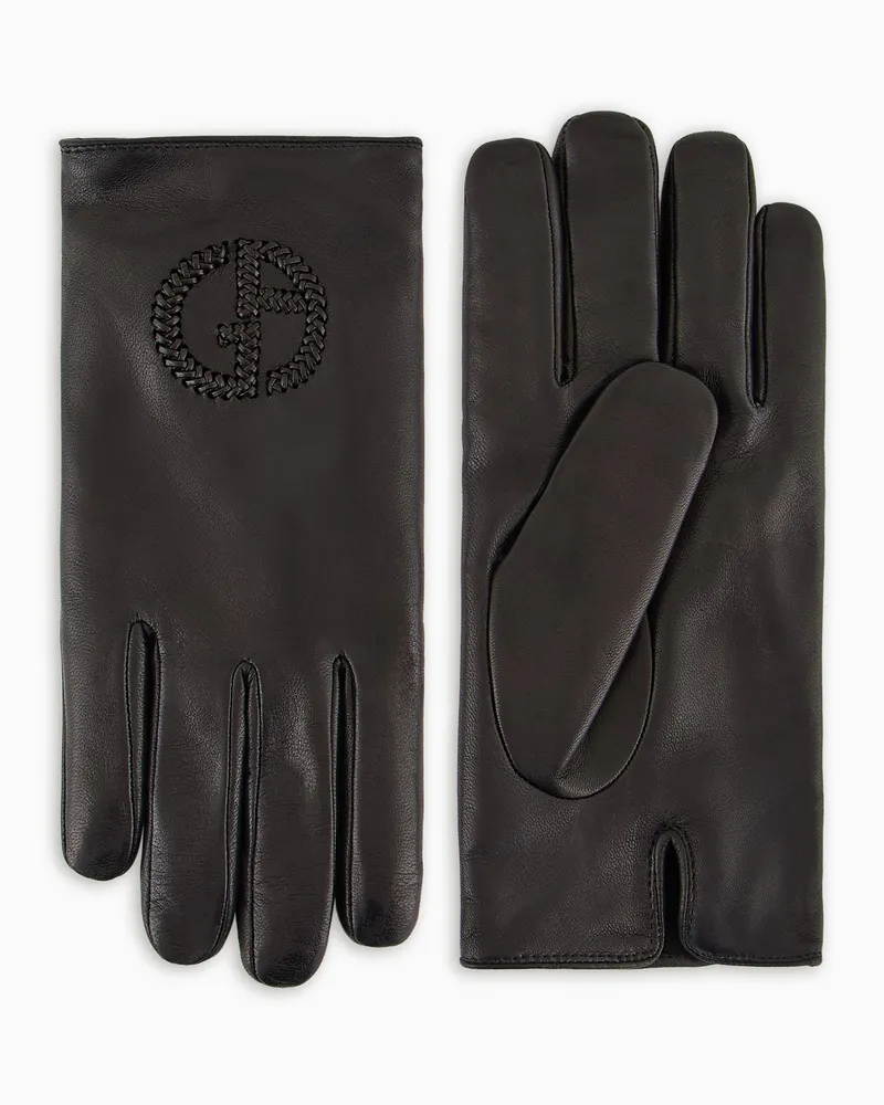 Giorgio Armani Handschuhe aus Nappaleder mit Logo-Stickerei Schwarz