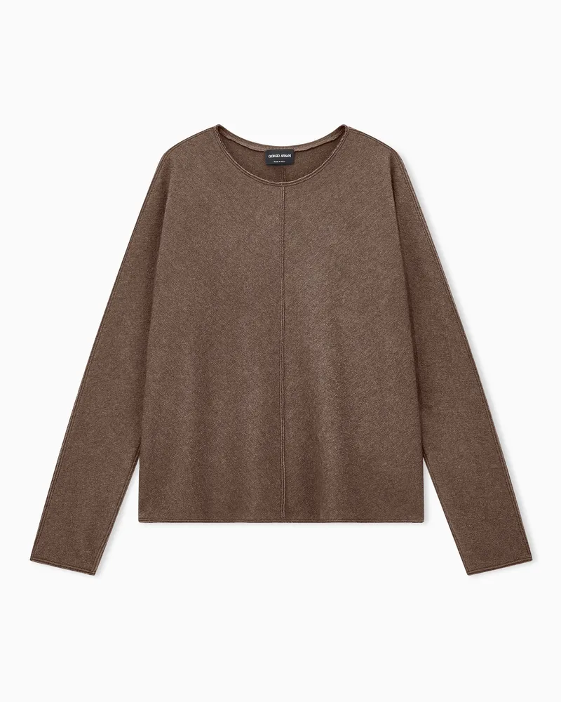 Giorgio Armani Pullover New Normal aus Kaschmir und Seide mit Mittelnaht Braun