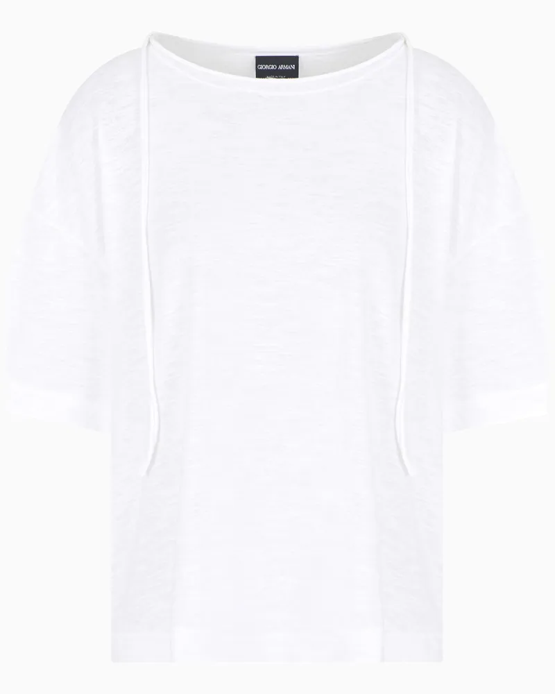 Giorgio Armani T-Shirt aus Baumwoll- und Leinen-Jersey Weiß