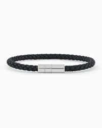 Giorgio Armani Armband Aus Geflochtenem Leder Blau