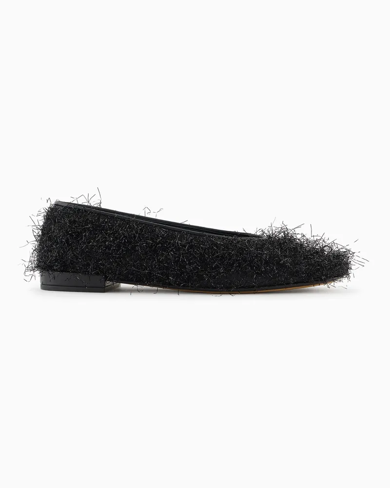 Giorgio Armani x 10 Corso Como Ballerinas aus Stoff mit Pelz-Optik Schwarz