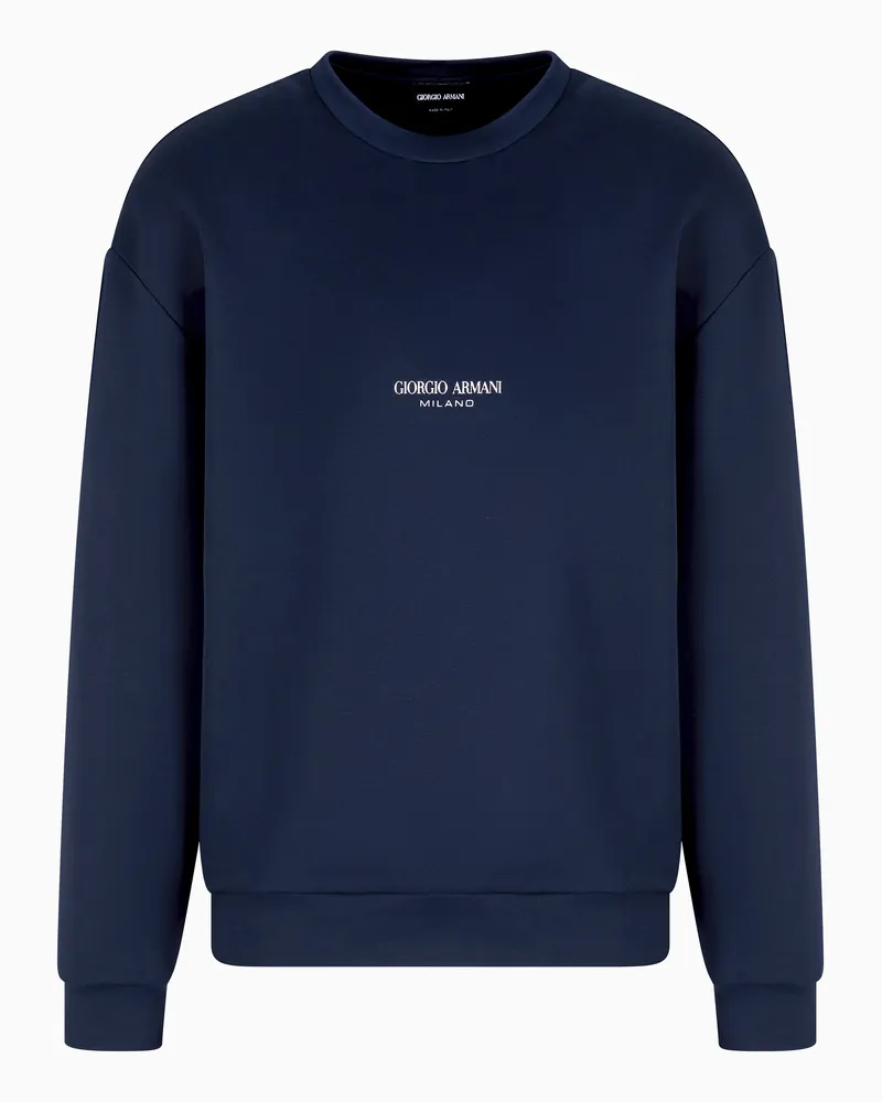 Giorgio Armani Jersey-Sweatshirt mit Rundhalsausschnitt aus Mikromodal Marineblau