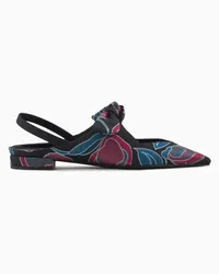 Giorgio Armani Slingback-ballerinas Aus Einer Seiden-mischung In Jacquard-stoff-verarbeitung Gemustert