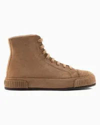 Giorgio Armani High-top-sneaker Aus Veloursleder Braun