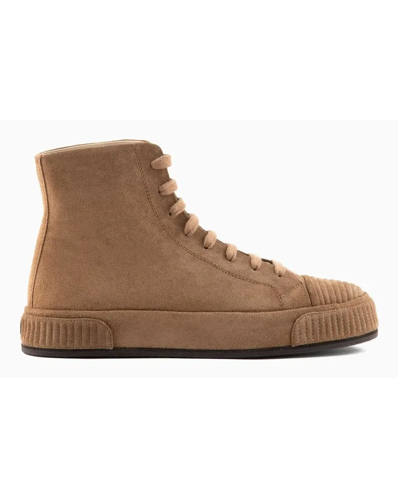 Giorgio Armani High-top-sneaker Aus Veloursleder Braun