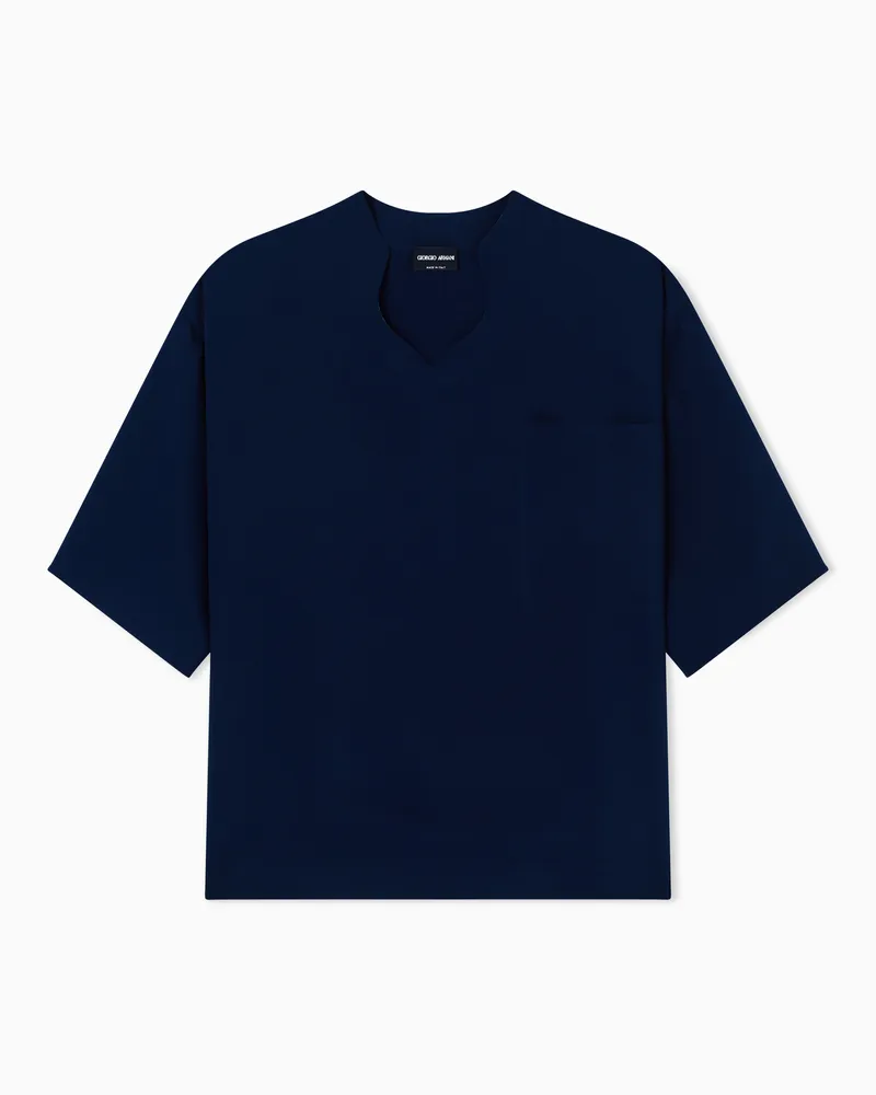 Giorgio Armani Loose blouse in technical cady Blau