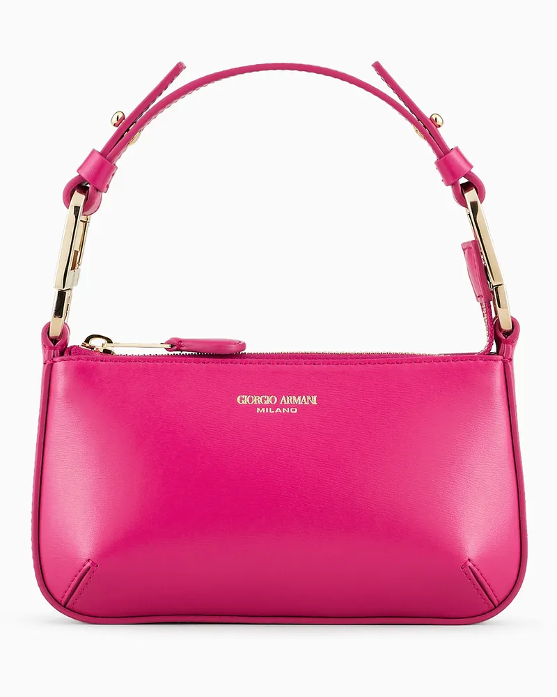Giorgio Armani La Prima Mini-Umhängetasche aus Palmellato-Leder Fuchsia