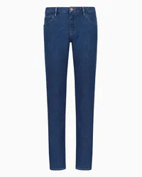 Giorgio Armani Five-pocket-hose In Slim Fit Aus Elastischem Baumwolldenim Mittelblau