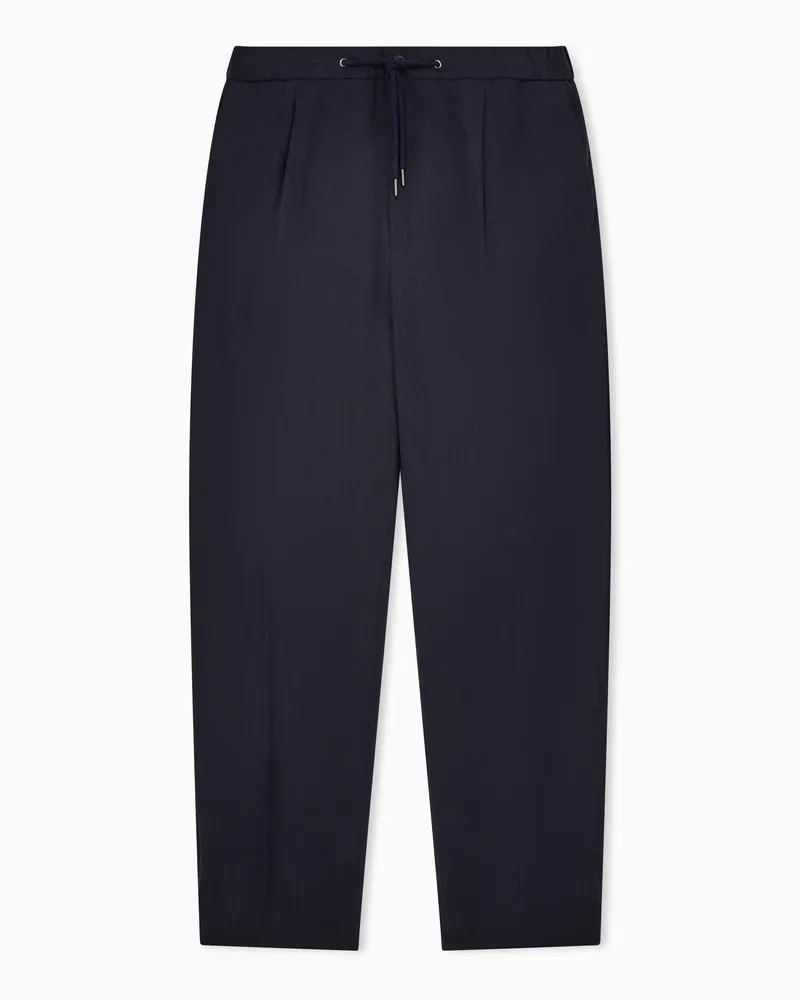 Giorgio Armani Hose mit Bundfalte aus reinem Leinen Blau