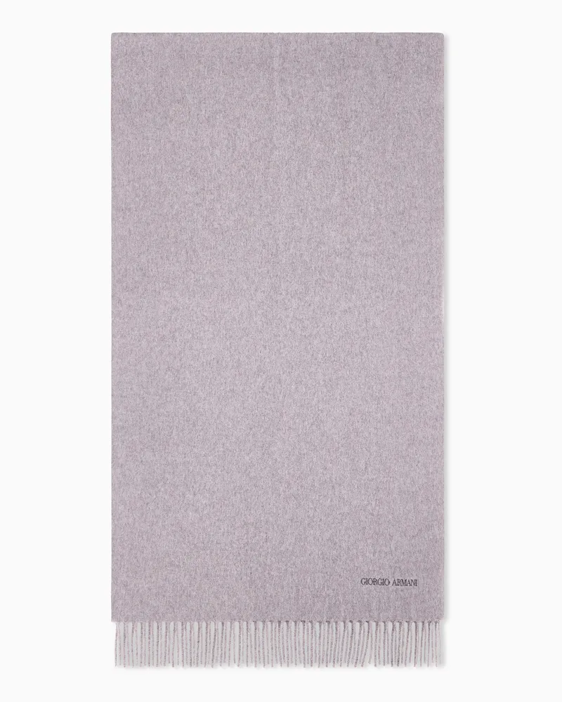 Giorgio Armani Stola aus Wolle mit glatter Textur und Fransen Beige