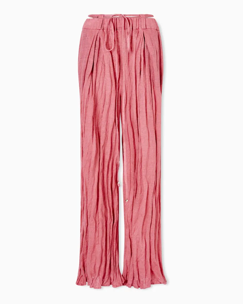 Giorgio Armani Hose aus Leinenjersey in Knitteroptik Pink