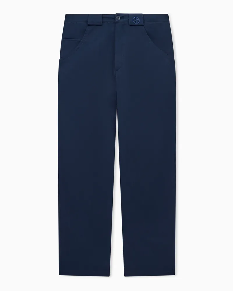 Giorgio Armani Regular Fit Hose aus Baumwollgabardine mit geradem Bein Blau