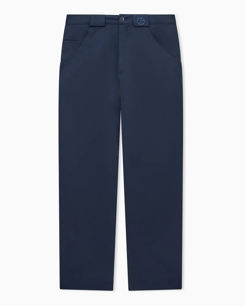 Giorgio Armani Regular Fit Hose aus Baumwollgabardine mit geradem Bein Blau
