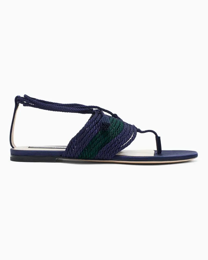 Giorgio Armani Flache Zehensandalen mit Paspelierung Blau