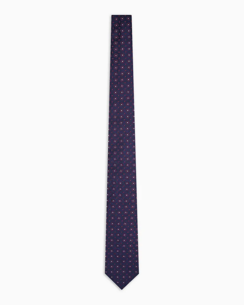 Giorgio Armani Krawatte aus Seiden-Jacquard mit geometrischem Muster Blau
