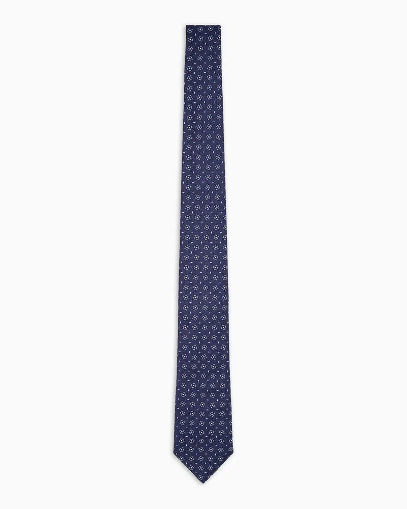 Giorgio Armani Krawatte aus Seiden-Jacquard mit geometrischem Muster Blau