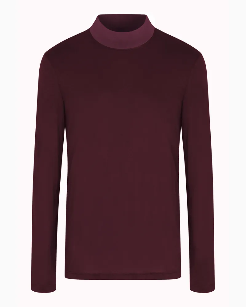 Giorgio Armani Rollkragenpullover aus Viskose-Jersey Burgunderrot