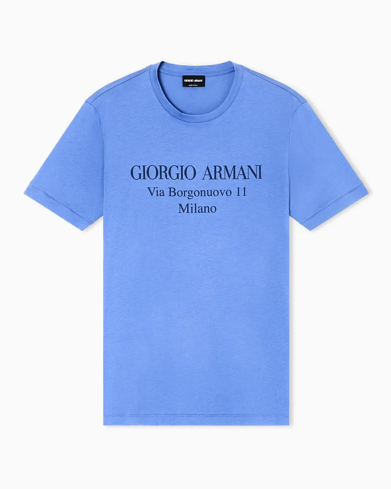 Giorgio Armani T-Shirt mit Rundhalsausschnitt der Borgonuovo 11-Reihe aus Pima-Baumwolljersey Blau