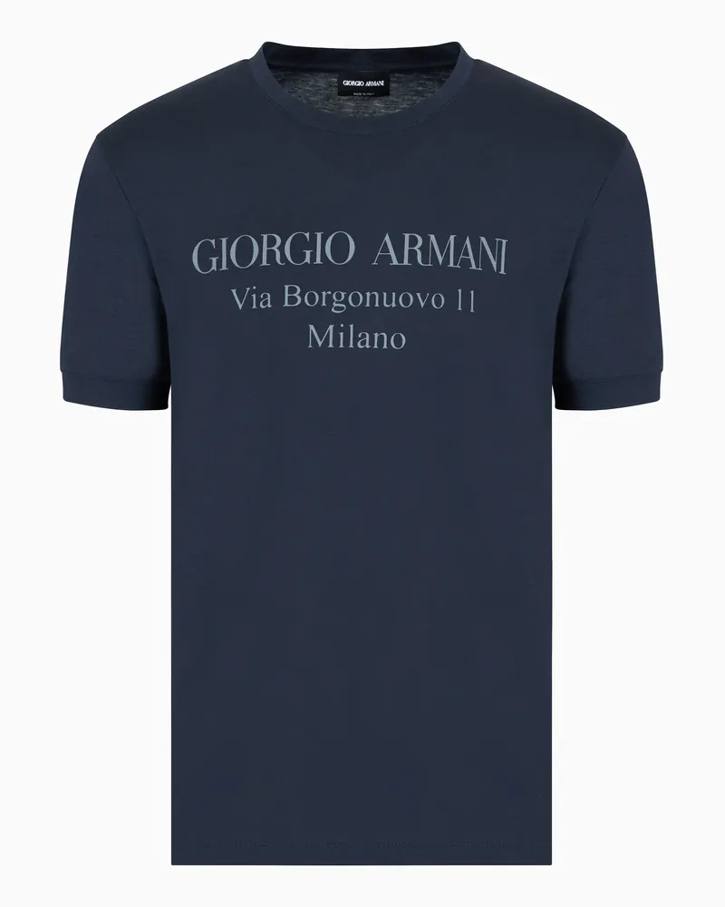 Giorgio Armani T-Shirt mit Rundhalsausschnitt der Borgonuovo 11-Reihe aus Pima-Baumwolljersey Blau