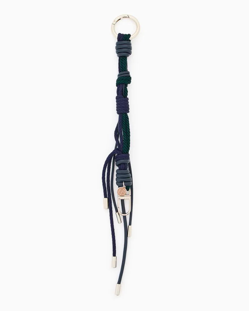 Giorgio Armani Schlüsselanhänger aus Kordel und Leder Blau
