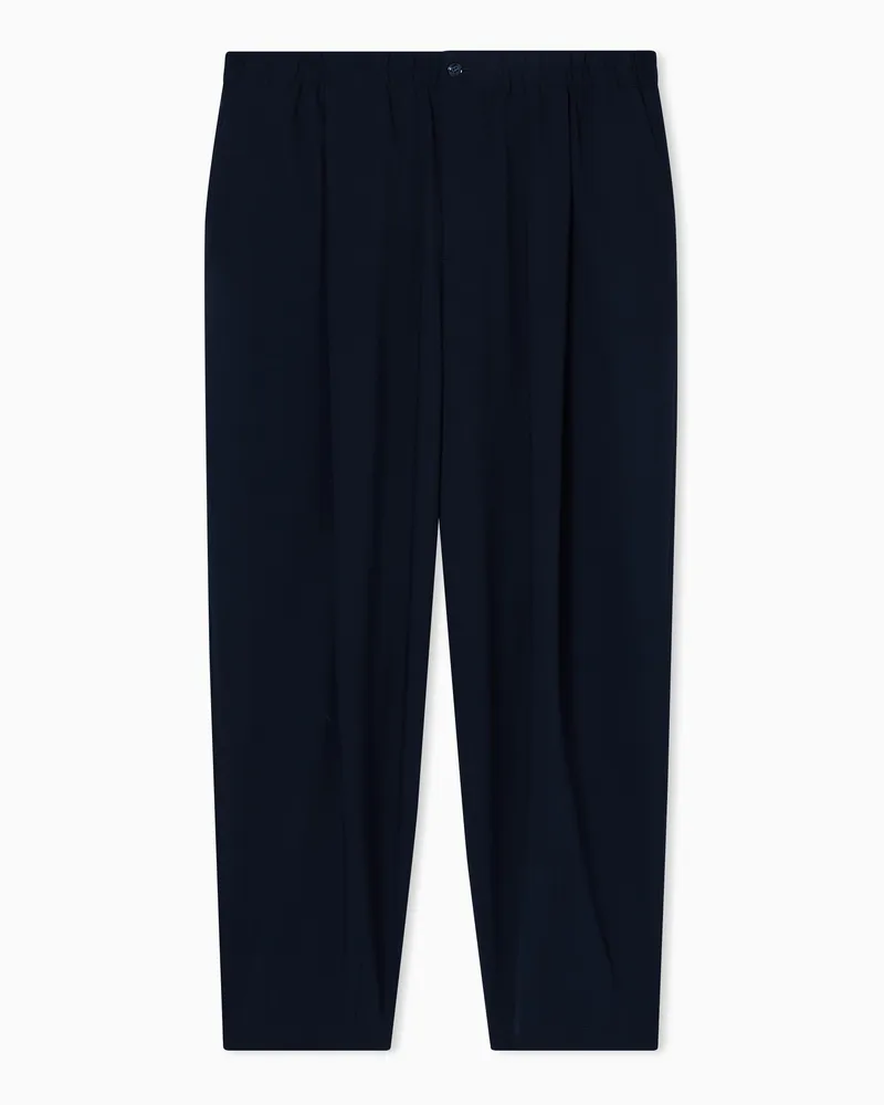 Giorgio Armani Hose mit einer Bundfalte aus Schurwoll-Crêpe Marineblau