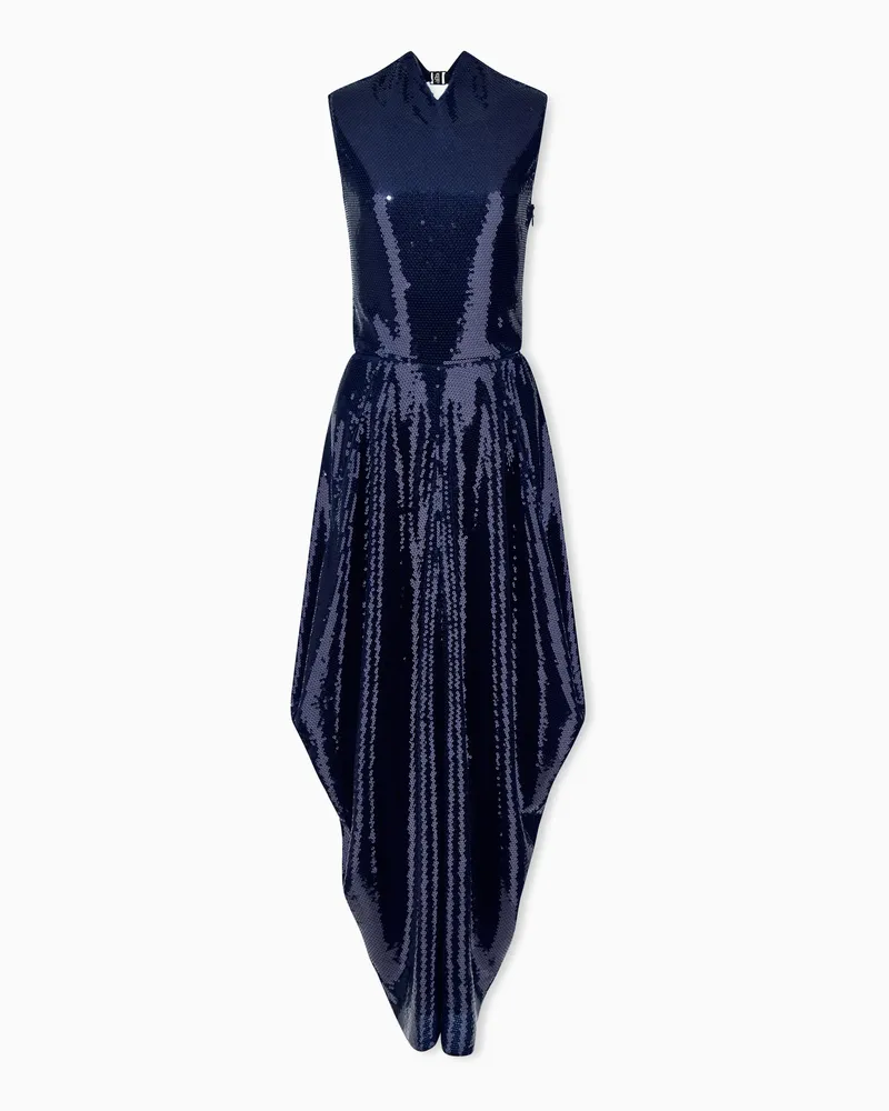 Giorgio Armani Dress Ärmelloses Jersey-Abendkleid mit Pailletten Cut-outs Gemustert